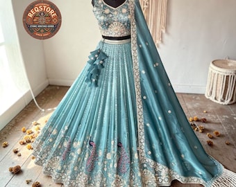 Rituraj Blue Lehenga, Designer party Wear Reception Chaniya choli For girls Bollywood Indian outfit