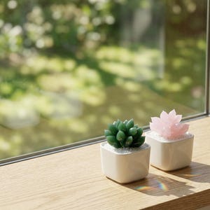 Handmade glass flowers, colorful glass plants, home decorations, gifts for mothers. Hand-blown glass flower pots, glass succulent figurines