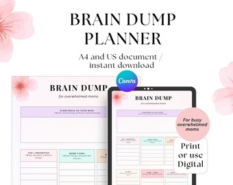 Brain Dump Planner for Overwhelmed Moms | Minimalist Daily To Do List (Digital Download)