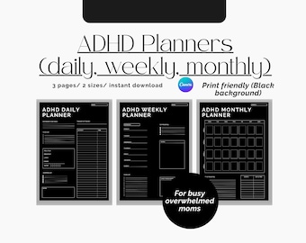 ADHD Planner Bundle for Moms | Daily, Weekly, Monthly Printable (Digital Download)