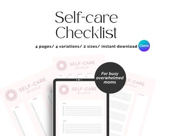 Self Care Checklist for Busy Overwhelmed Moms | Daily Mental Health Reset (Digital Download)