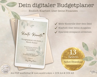 Simple Budget Planner PDF (German) / Fillable & Printable / Financial Planner / Income and Expenses / Digital Download / A4 and A5
