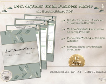 Printable Business Planner (German) / Financial Planner for Self-Employed Individuals / Income and Expense Tracker / Editable PDF / Small Business Owners