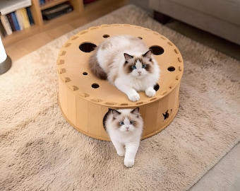 All-Season Warm Felt Cat Tunnel Nest – Cozy Hideaway Cat House and Play Toy