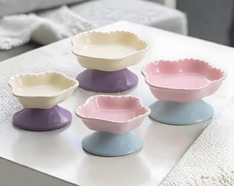 Comedero elevado de cerámica para mascotas – Diseño antigolpes para mayor comodidad del cuello