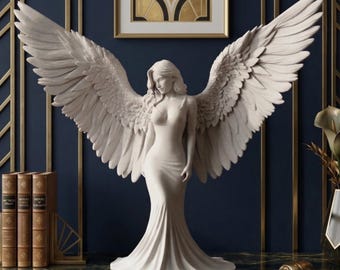 Statue d'ange avec des ailes 3MF -- Déesse Art déco, impression 3D
