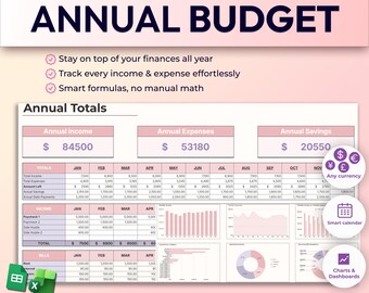 Hoja de cálculo de presupuesto anual (Google Sheets, Excel) – Seguimiento financiero