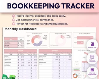 Small Business Bookkeeping Template Excel Bookkeeping Spreadsheet Business Expense Tracker Sales Tracker Accounting Template Income Tracker