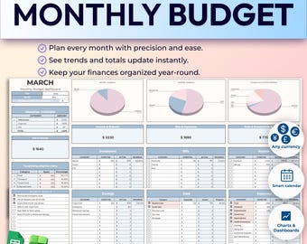 Hoja de cálculo de presupuesto anual y mensual / Seguimiento de facturas, Planificador de ahorro para el pago de deudas / Planificador financiero para parejas / Excel y Google Sheets