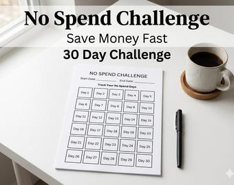 Ausgabenstopp-Challenge (zum Ausdrucken), 30-Tage-Ausgabenstopp-Tracker, Geldspar-Challenge, Budget-Reset-Vorlage (zum Ausdrucken)