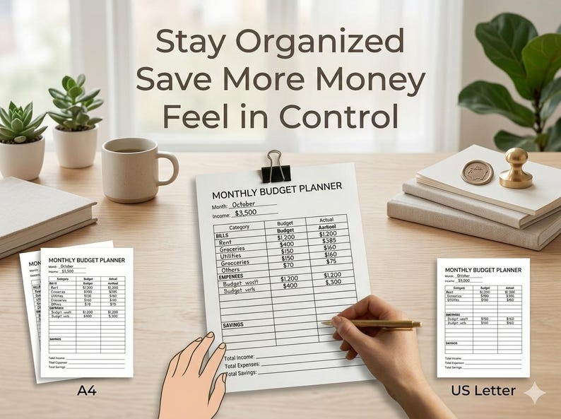 Monthly Budget Planner Printable, Budget Planner PDF, Money Tracker ...