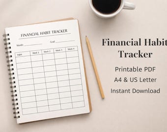 Financial Habit Tracker Printable, Money Habit Tracker PDF, Budget Habit Planner, Finance Tracker Printable, Instant Download