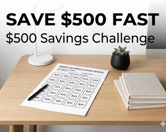 500-Dollar-Spar-Challenge (zum Ausdrucken), Geldspar-Challenge, Budgetordner-Sparplaner, Sparplaner zum Ausdrucken