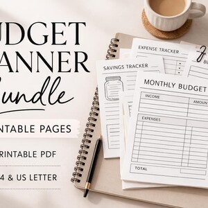 Budget Planner Bundle Printable, Finance Planner PDF, Expense Tracker, Savings Tracker, Bill Tracker, Money Planner Instant Download