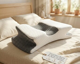 Ergonomic Cervical Pillow for Neck Support, Contoured Memory Foam Pillow for Back Sleepers, Deep Sleep Wellness Gift, Breathable Bedding