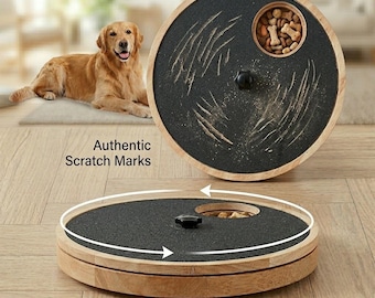 Wooden Dog Nail Scratch Board with Treat Box, Stress-Free Dog Nail File Toy for Anxiety, Interactive Dog Scratch Pad, Pet Grooming Gift