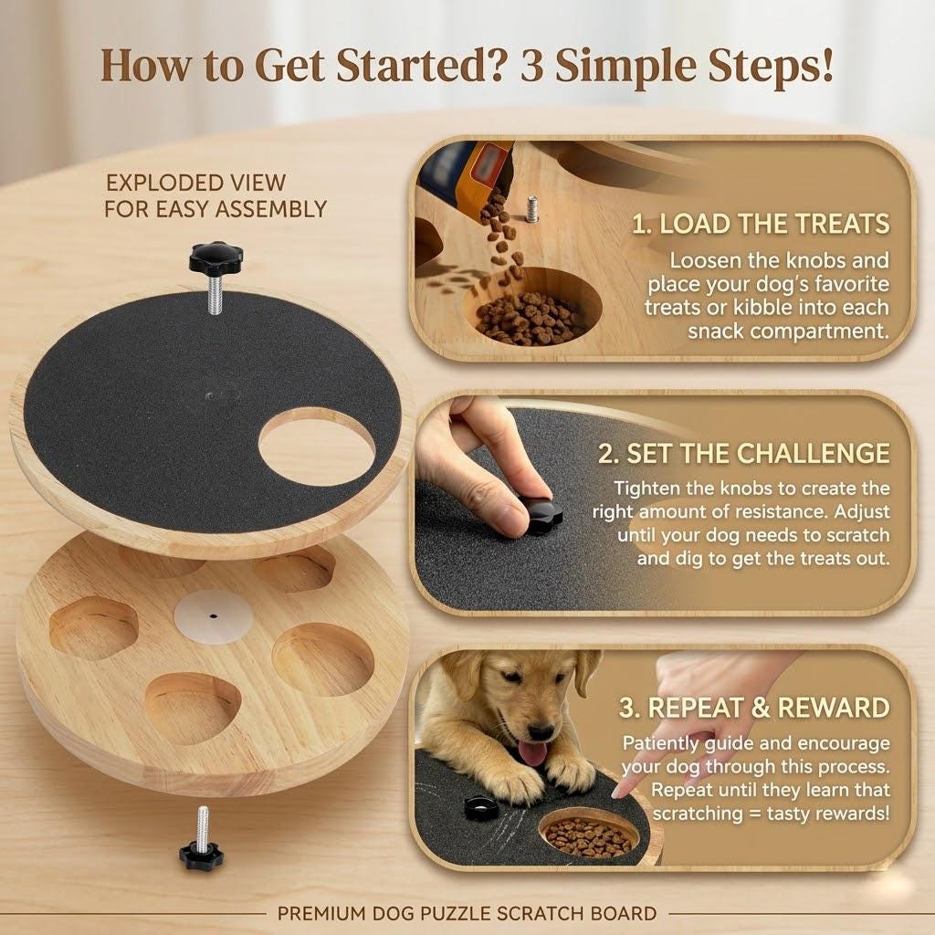 Wooden Dog Nail Scratch Board With Treat Box, Stress-free Dog Nail File ...