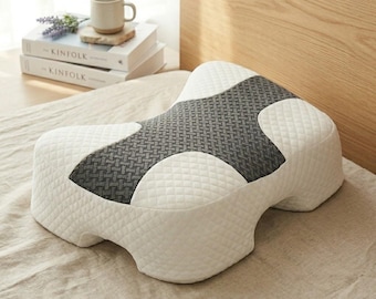 Ergonomic Side Sleeper Pillow with Arm Tunnel, Memory Foam Neck Support, Gift for Side Sleepers, Cuddle Pillow for Numbness Relief, Grey