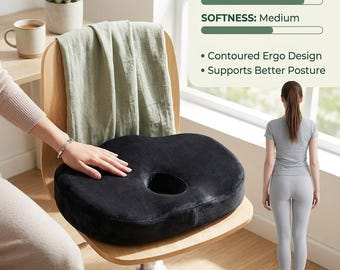 Ergopedic Donut Cushion for Tailbone Support, Memory Foam Seat Pillow for Office Chair, Postpartum Comfort Gift, Sciatica & Hip Relief Pad