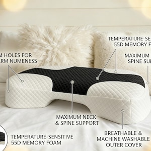 Shoulder Relief Pillow for Side Sleepers, 3 Arm Holes Memory Foam Cushion for Numbness, Orthopedic Neck Support, Snoring & Cuddle Gift