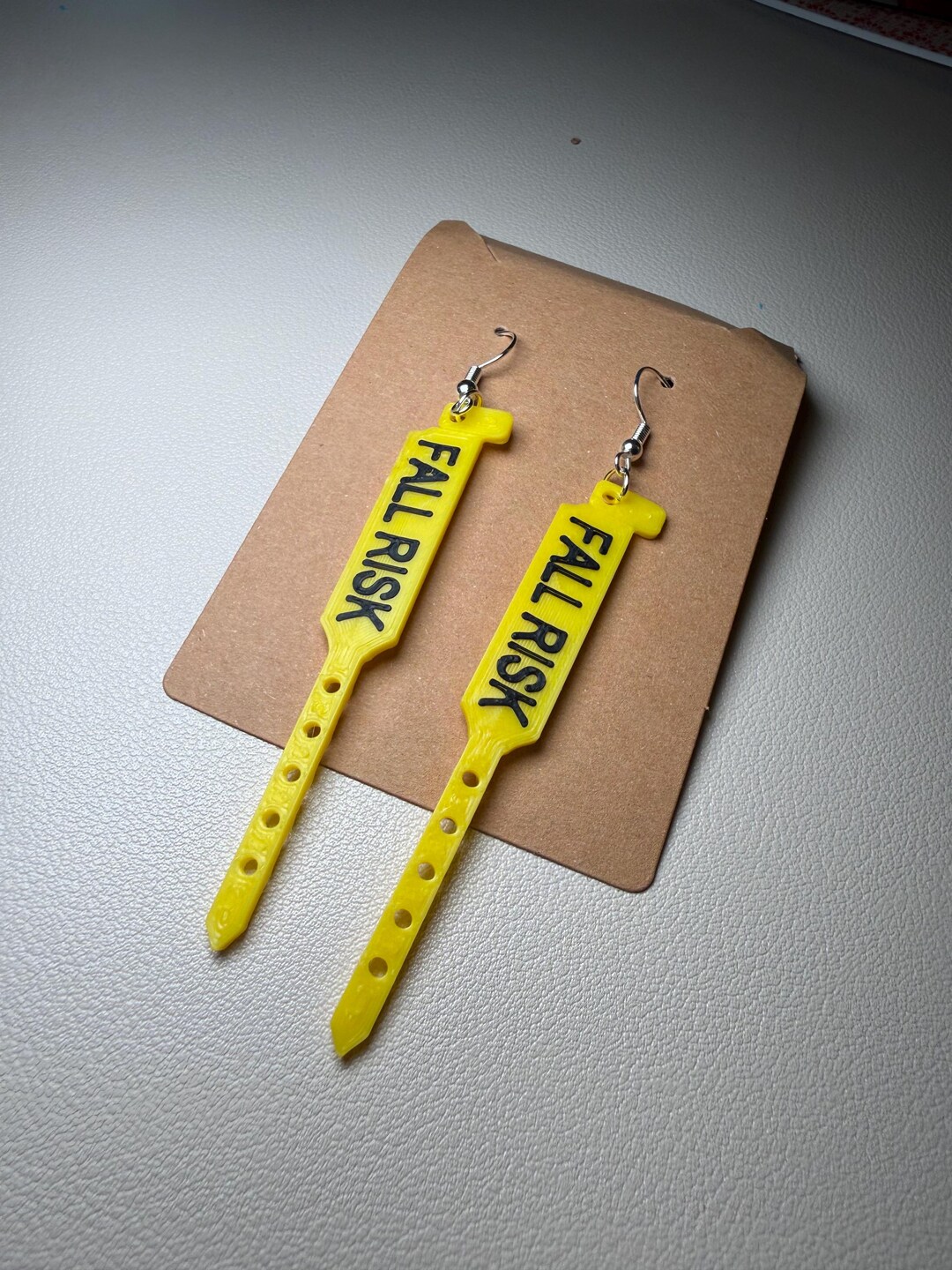 3D Printed Novelty Hospital FALL RISK Band Earrings. - Etsy