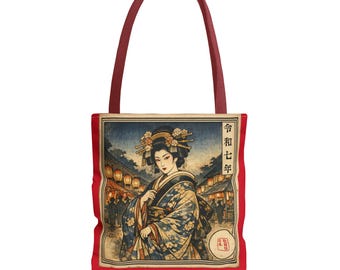 Personalisatie/aangepaste vintage geisha/kabuki-illustratie draagtas | Japanse kunst ukiyo-e