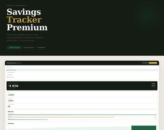 Savings Tracker Interactif Premium FR | Suivi Épargne Dashboard | Outil Finance Personnel | Téléchargement Instantané
