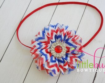 Red White Blue Headband, Girls 4th of July Headband, Bow Headband, USA Headband, Memorial Day Headband, Baby Girl Headband, 4th July