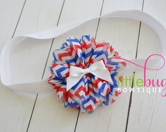 Red White Blue Headband, Girls 4th of July Headband, Bow Headband, USA Headband, Memorial Day Headband, Baby Girl Headband, 4th July Bow