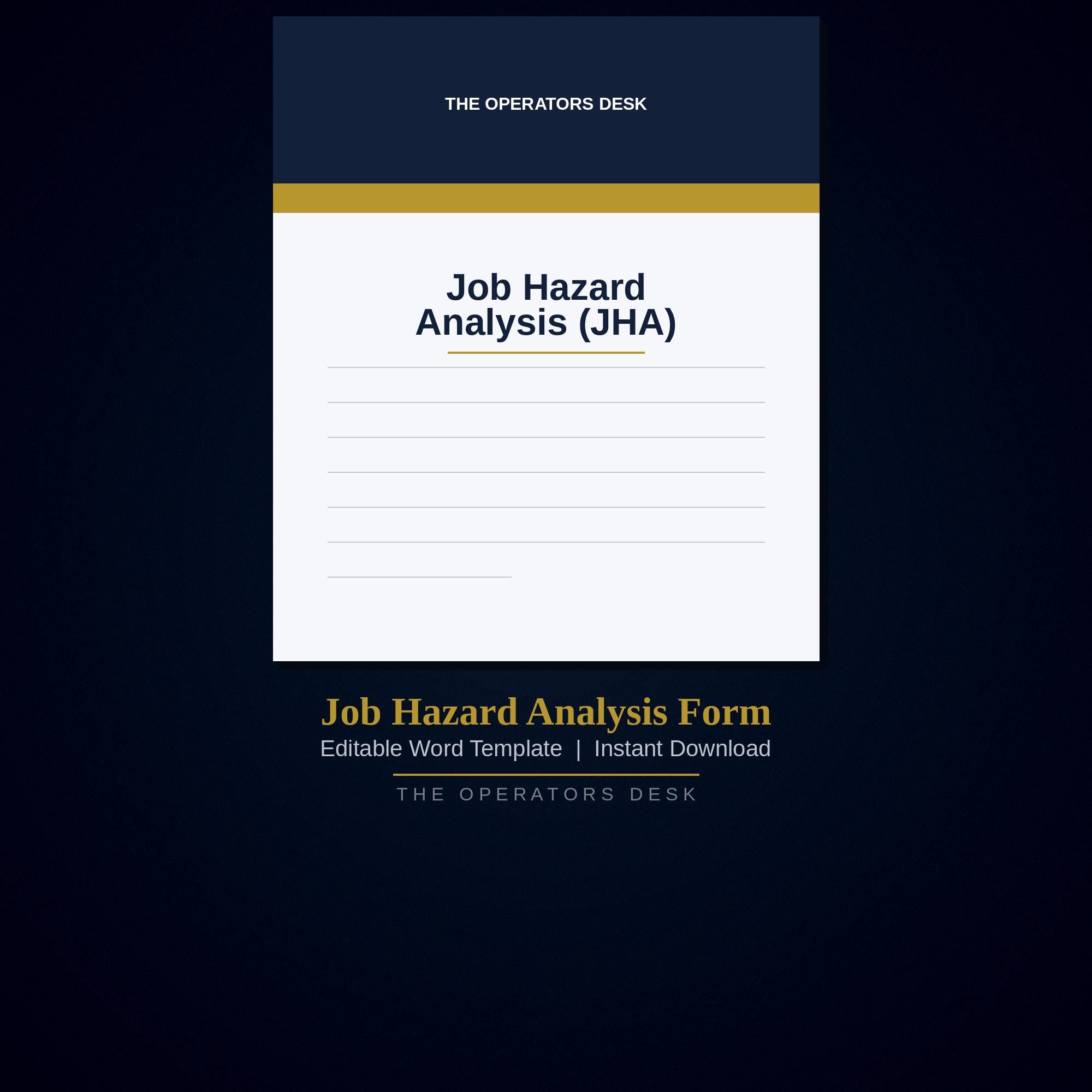 Jha Template Examples Job Hazard Analysis Form | JHA Template | Task Safety Planning ...