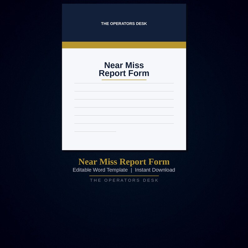 Near Miss Report Form | Workplace Hazard Reporting | Editable Word ...