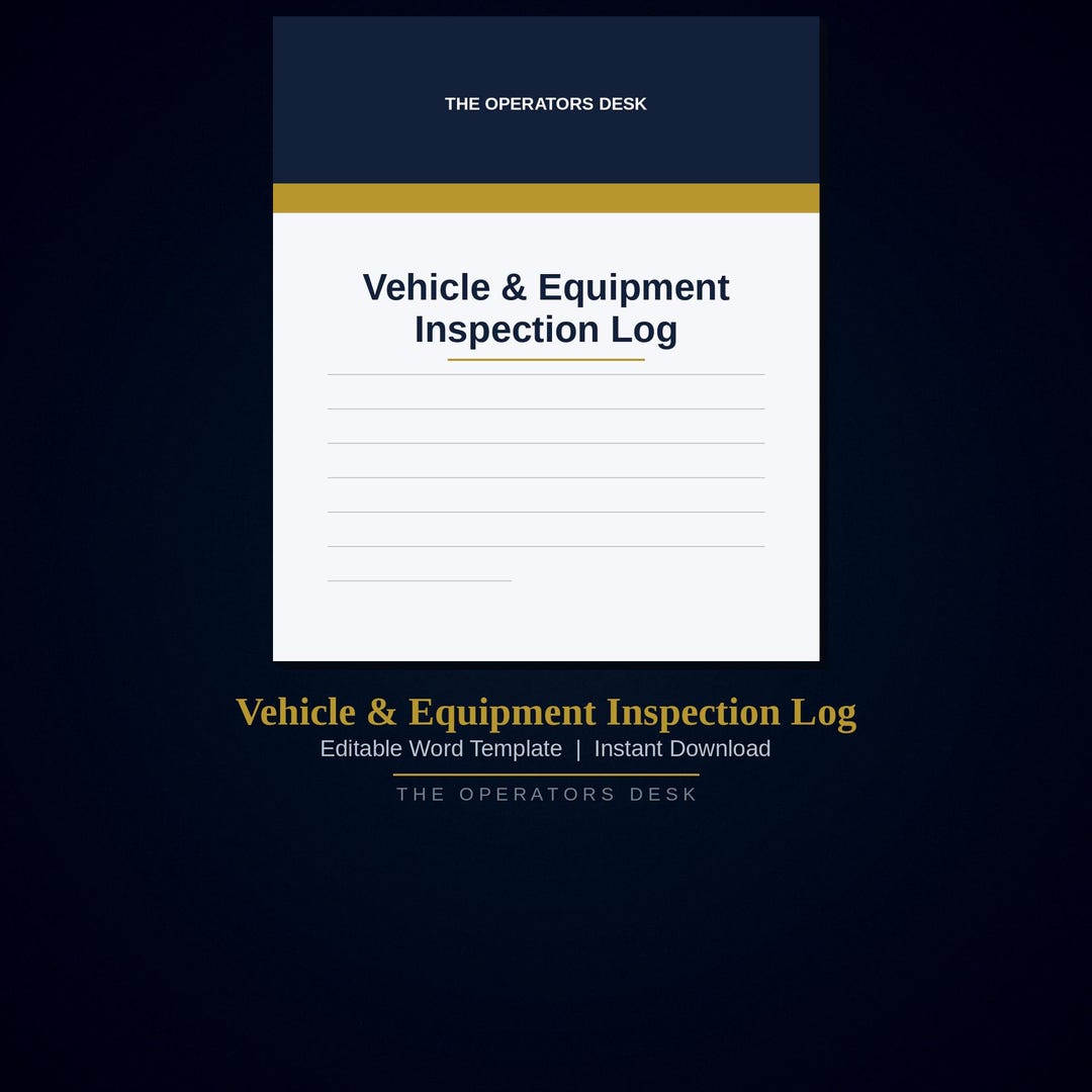 Vehicle & Equipment Inspection Log | Pre-use Safety Checklist ...