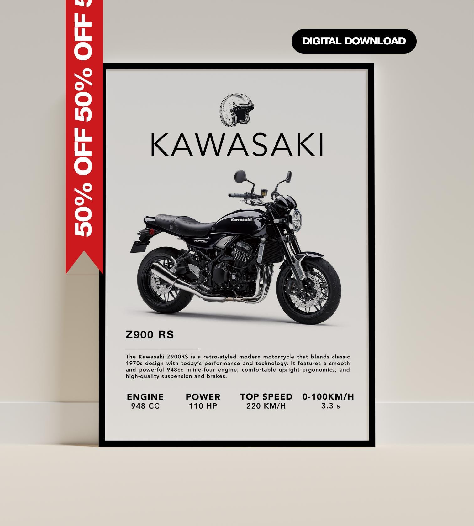 Retro Kawasaki Poster - Etsy