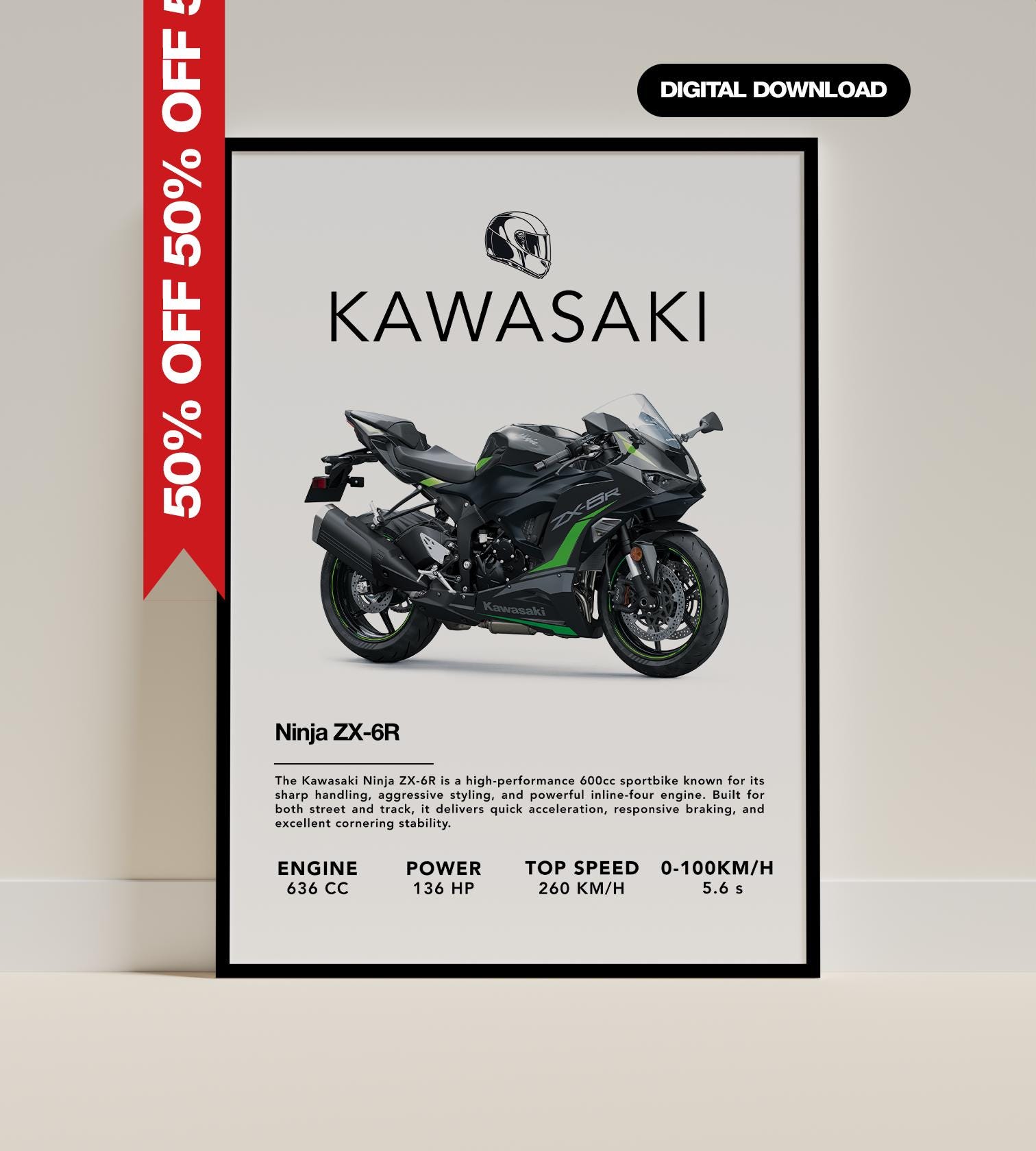 【R寫眞】Poster　Get over R寫眞】Poster Get over Kawasaki Ninja Zx 10R Sports Motorcycle