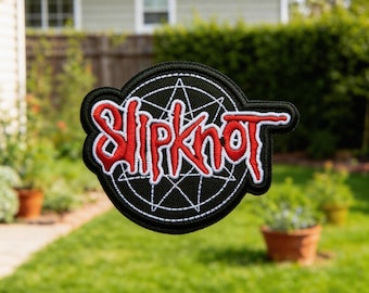 Naszywka Slipknot Band | Czerwono-czarna gwiazda z haftem do naszycia i prasowania (9,1 x 7,3 cm)
