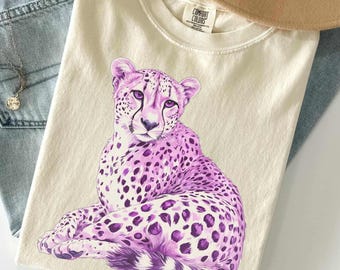 Pink Cheetah Custom Shirt, Colorful Vibrant Animal Print Shirt, Retro Modern Leopard Tee, Cheetah Wall Art, Pink Wildlife Design