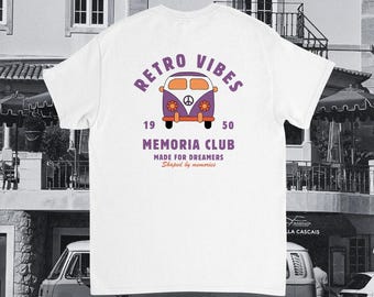 レトロなバンの雰囲気 - レトロなバンTシャツ - ヴィンテージバン、ロードトリップの精神、旅への郷愁にインスパイアされたデザイン