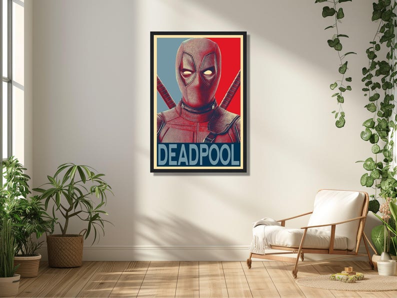Deadpool-inspirerad väggkonst - POSTER eller CANVAS Väggkonst, Unik väggdekor, Heminredning, Nörddekor bild 4