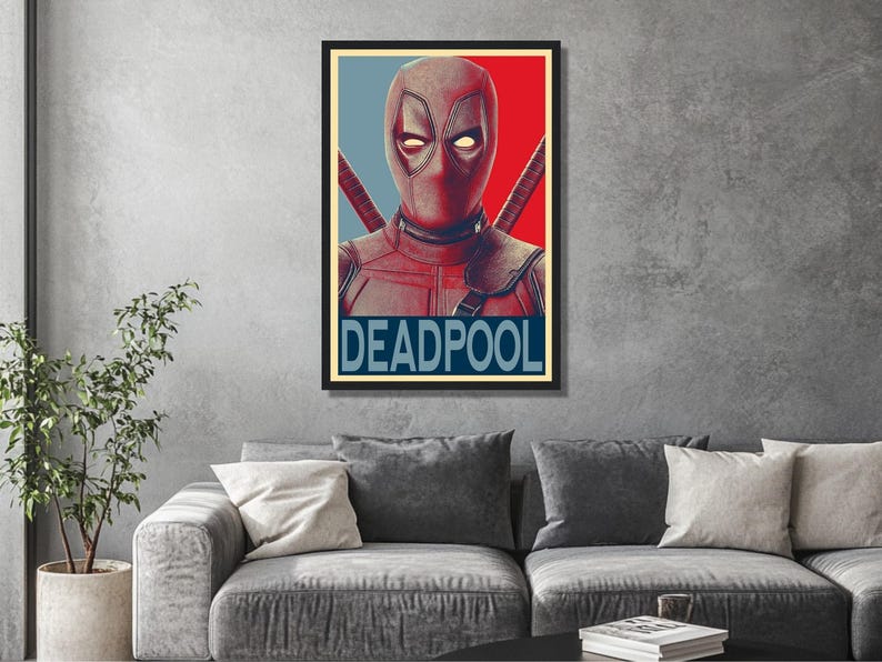 Deadpool-inspirerad väggkonst - POSTER eller CANVAS Väggkonst, Unik väggdekor, Heminredning, Nörddekor bild 2