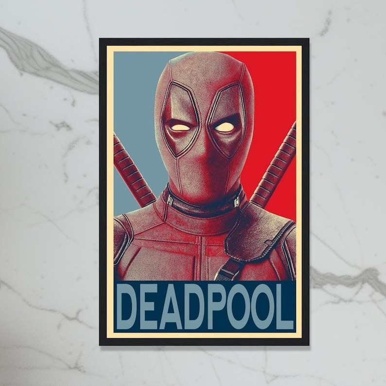 Deadpool-inspirerad väggkonst - POSTER eller CANVAS Väggkonst, Unik väggdekor, Heminredning, Nörddekor bild 1