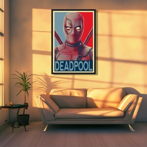 Deadpool-inspirerad väggkonst - POSTER eller CANVAS Väggkonst, Unik väggdekor, Heminredning, Nörddekor bild 3