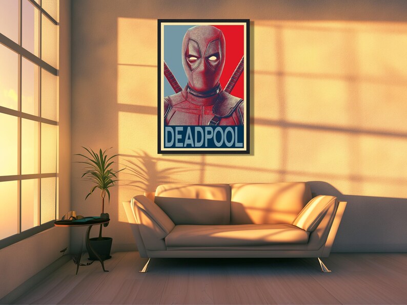 Deadpool-inspirerad väggkonst - POSTER eller CANVAS Väggkonst, Unik väggdekor, Heminredning, Nörddekor bild 3