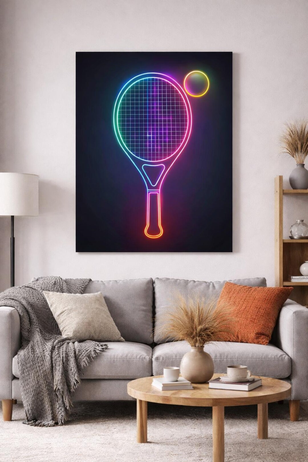 Padel Racket Statue Neon Padel Racket Artwork, Modern Sports Poster, Vibrant Tennis Decor ...