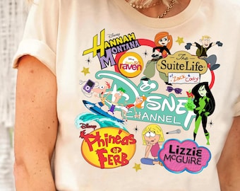 Retro Disney Channel Cartoon Characters png, Hannah Montana Lizzie McGuire Digital File, High School Musical, Family Trip Matching 2026 png