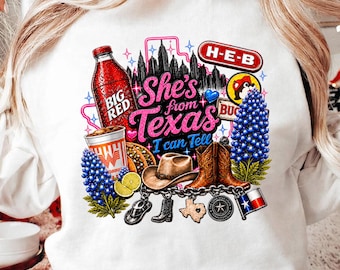 Sie kommt aus Texas, ich kann Png sagen, Texas-Mädchen Png, südlicher Stolz Western Cowgirl Design für Hemd, Becher, Tragetasche und Glasdose
