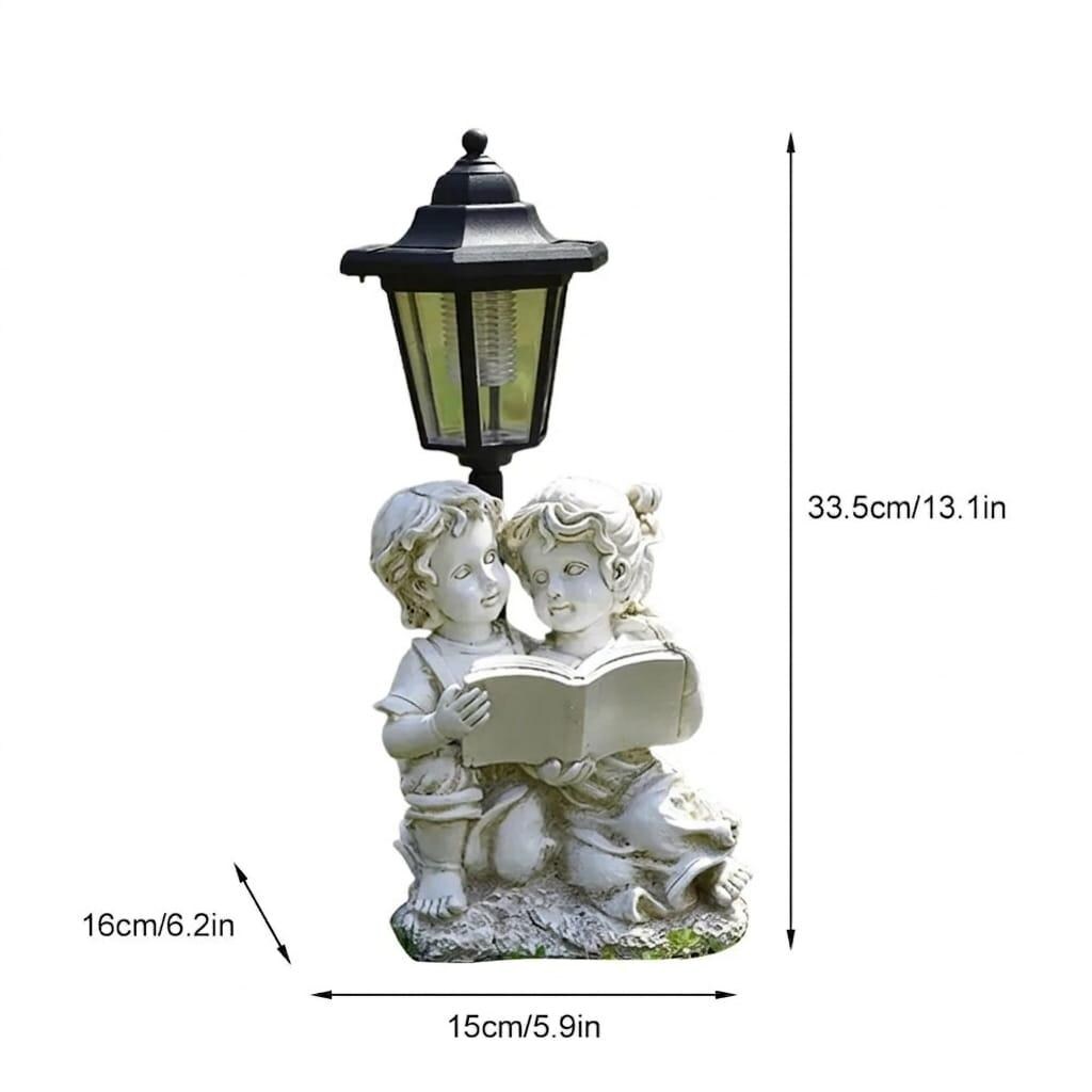 Solar Statue Solar Garden Light Statue, Outdoor Lamp Post Decor, Gnome Angel Animal ...