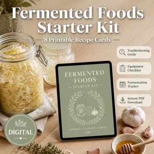 Fermented Foods Starter Kit – 8 Recipes, Tracker, Guide (Instant Download)