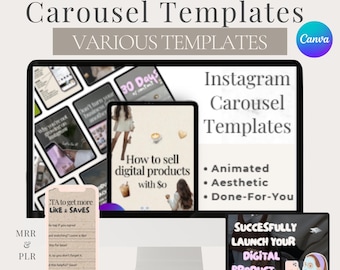 Plantillas animadas para carruseles de Instagram / Publicaciones prediseñadas en Canva (Descarga digital)