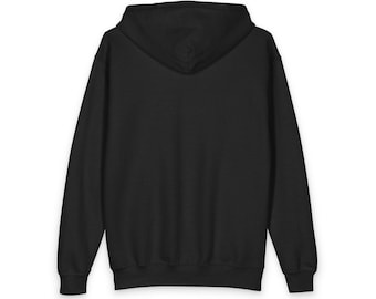 Minimalistyczna bluza z kapturem i haftowanym napisem | Młodzieżowa bluza z kapturem zapinana na zamek