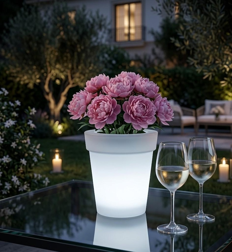 Solar Led For Flowe R Pot Solar Light Flower Pot, LED Planter, Outdoor Decor - Etsy
